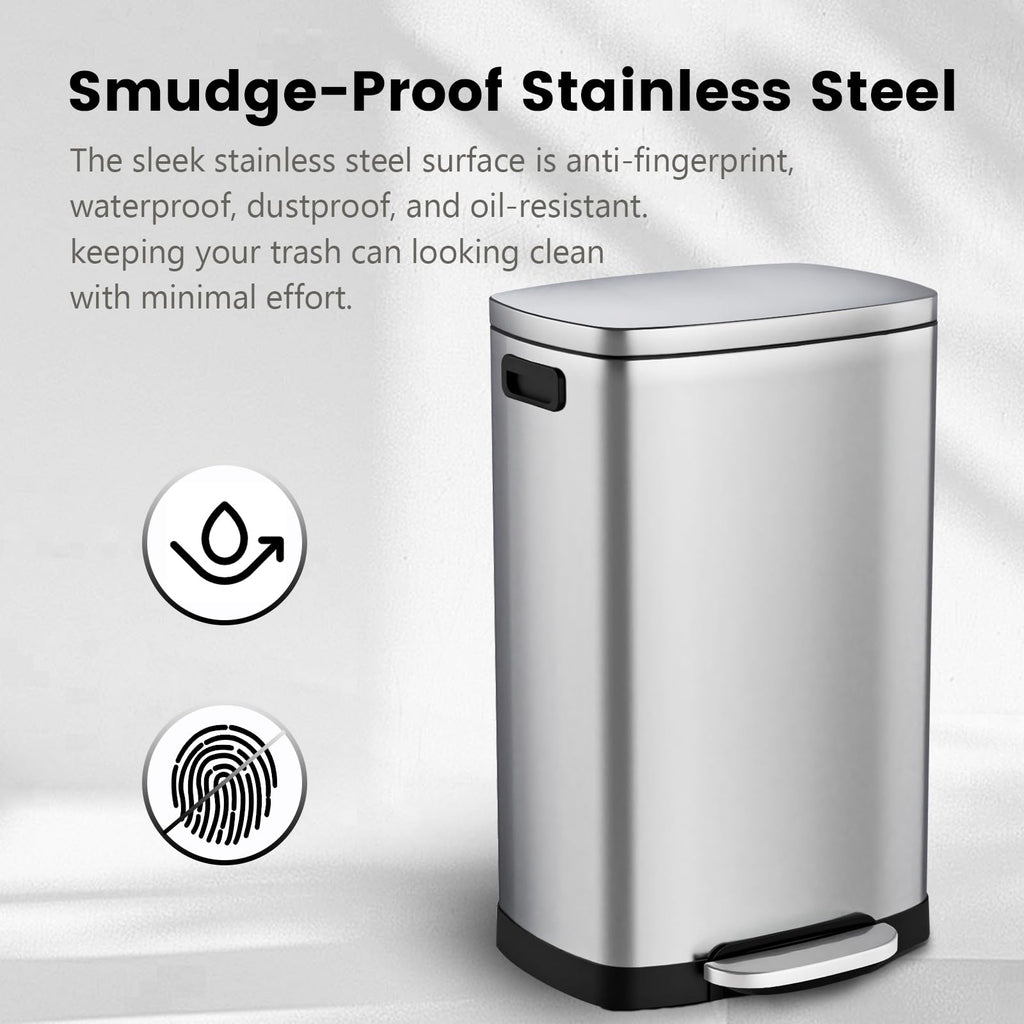 13.2 Gallon Stainless Steel Step Trash Can with Lid Q9389
