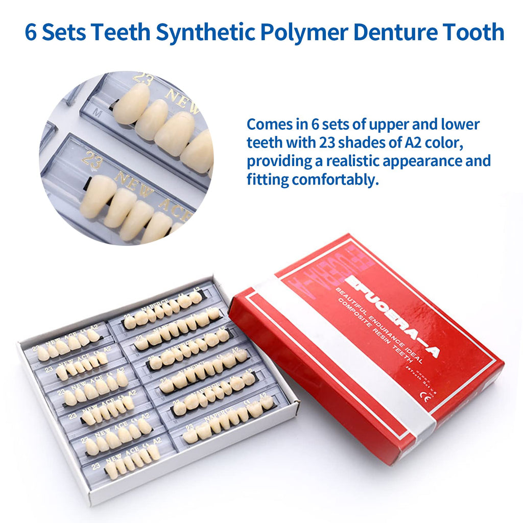 168 Pieces Acrylic Resin Denture Teeth 6 Sets 23 Shade A2 Upper + Lower B768