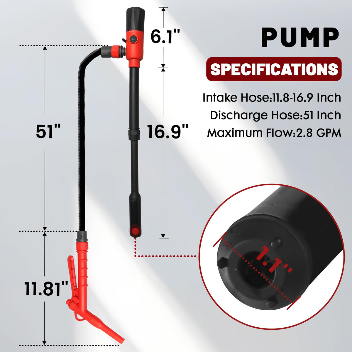 Battery Operated USB Charging Portable Fuel Transfer Pump with Hose R5016