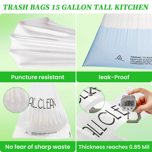 15 Gallon Drawstring Tall Kitchen Trash Bags G876352