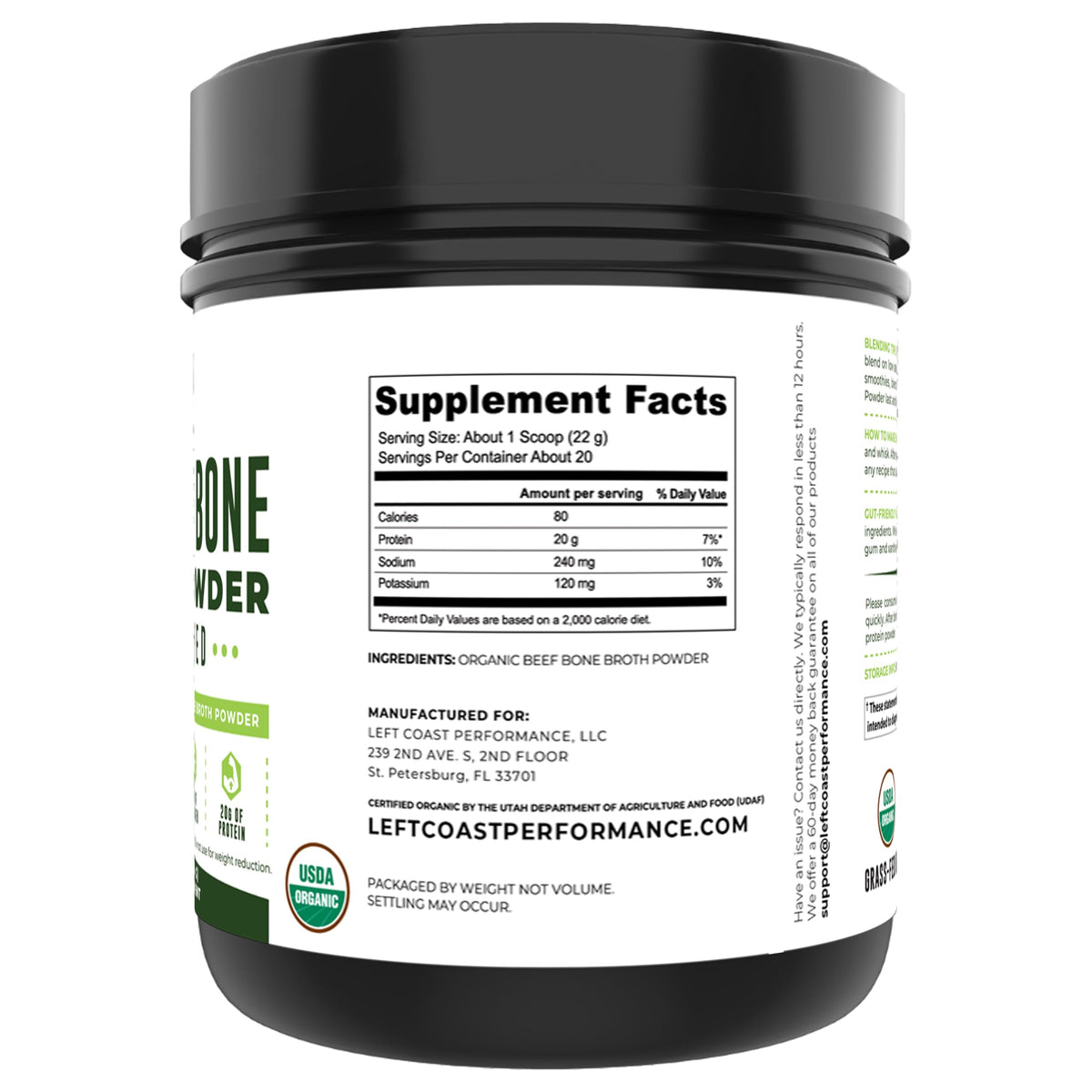 Organic Grass Fed Beef Bone Broth Protein Powder 16oz G207691