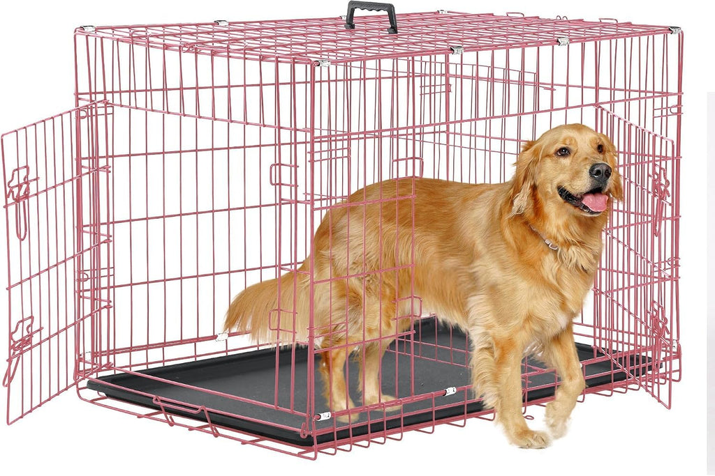 36 Inch Foldable Metal Dog Crate with Double Doors P490