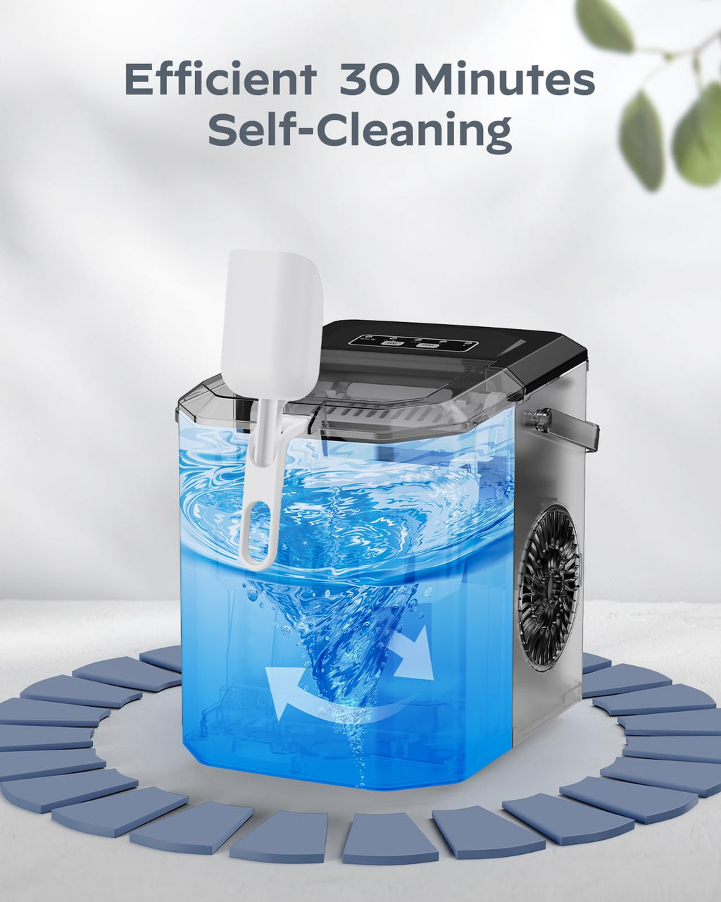 Stainless Steel Portable Countertop Ice Maker with Basket and Scoop K6778