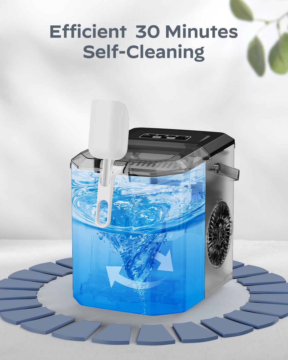 Stainless Steel Portable Countertop Ice Maker with Basket and Scoop K6778