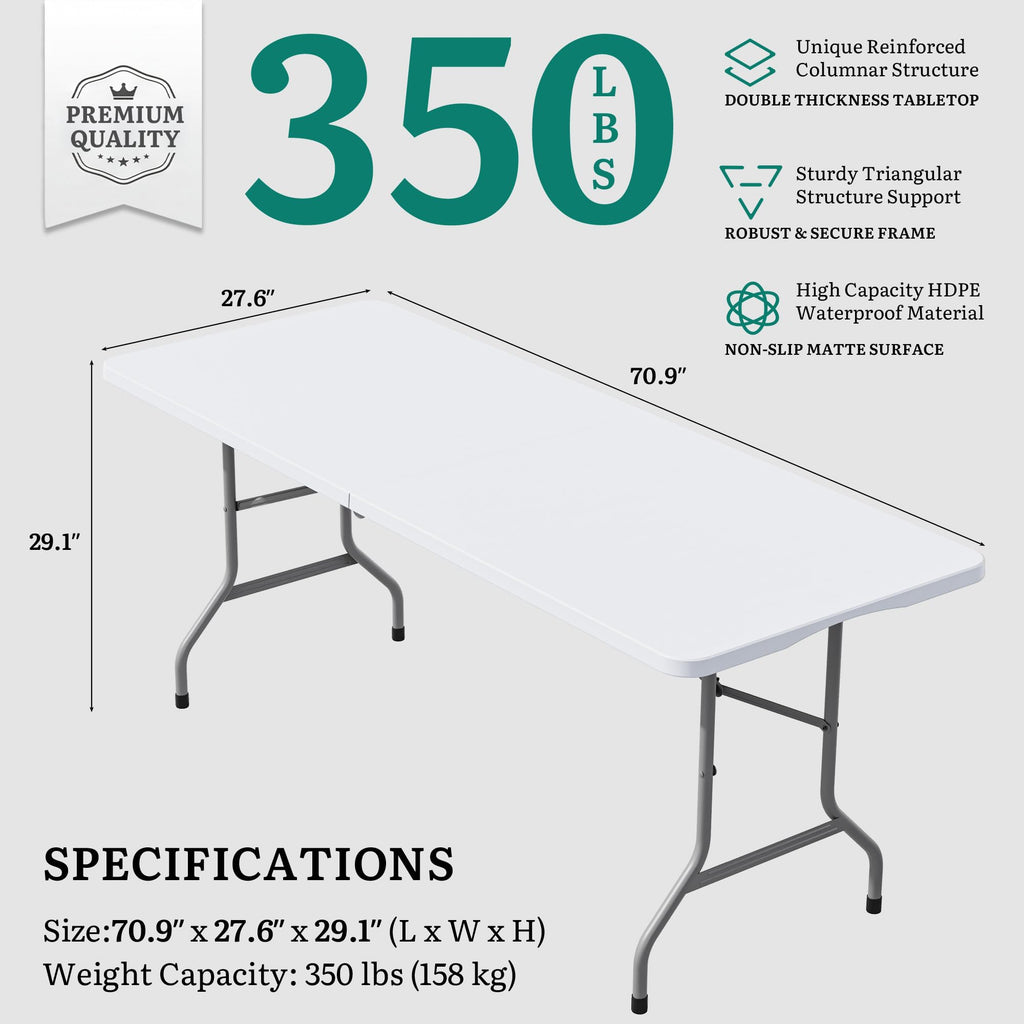 Heavy-Duty 6ft Folding Table with Handle B6063