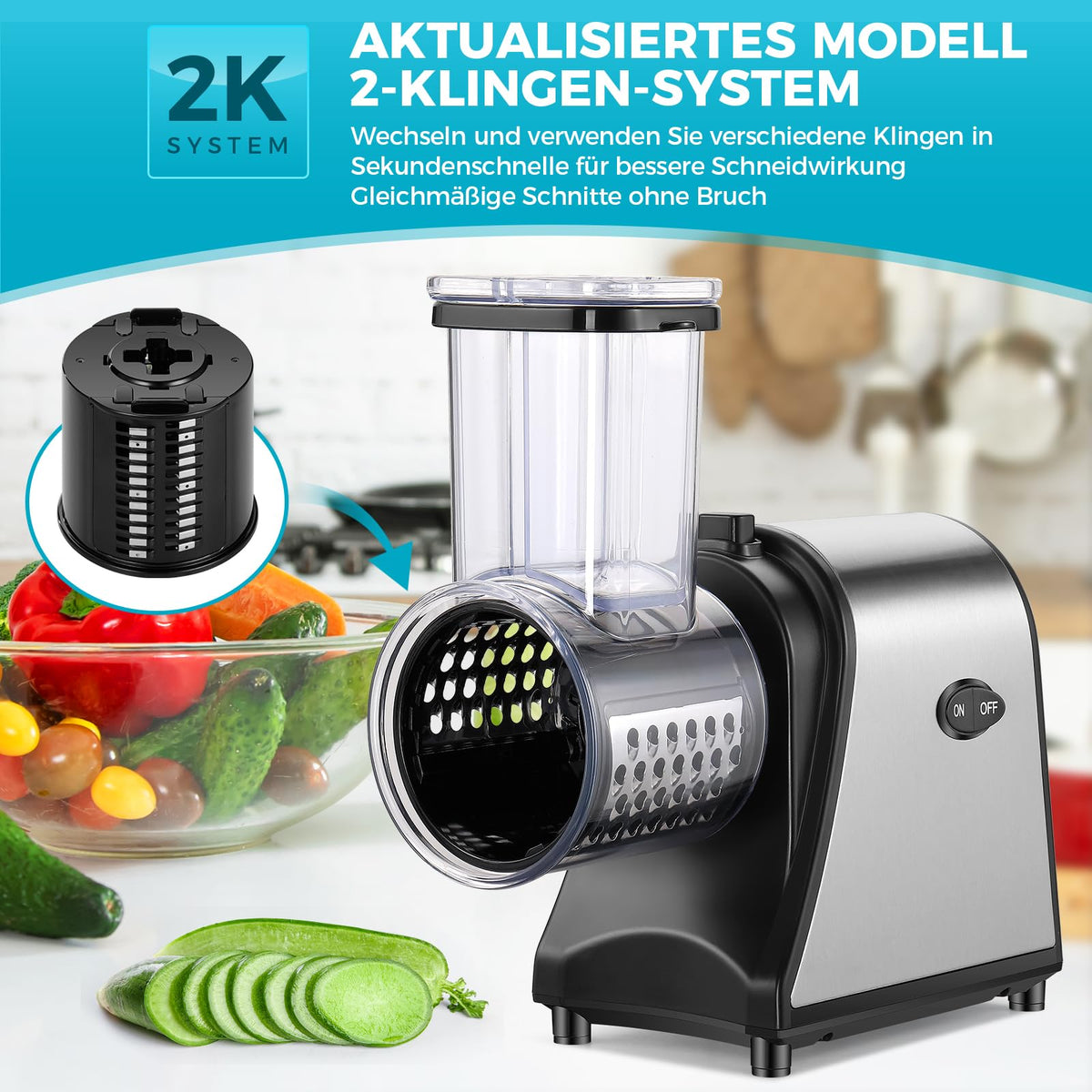 Electric Stainless Steel Vegetable Slicer with 5 Blades B989