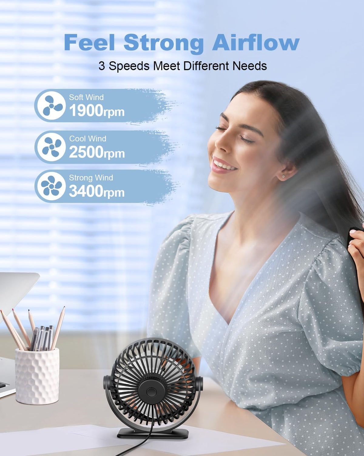 Black 2 Pack USB Powered Mini Desk Fan Q85234