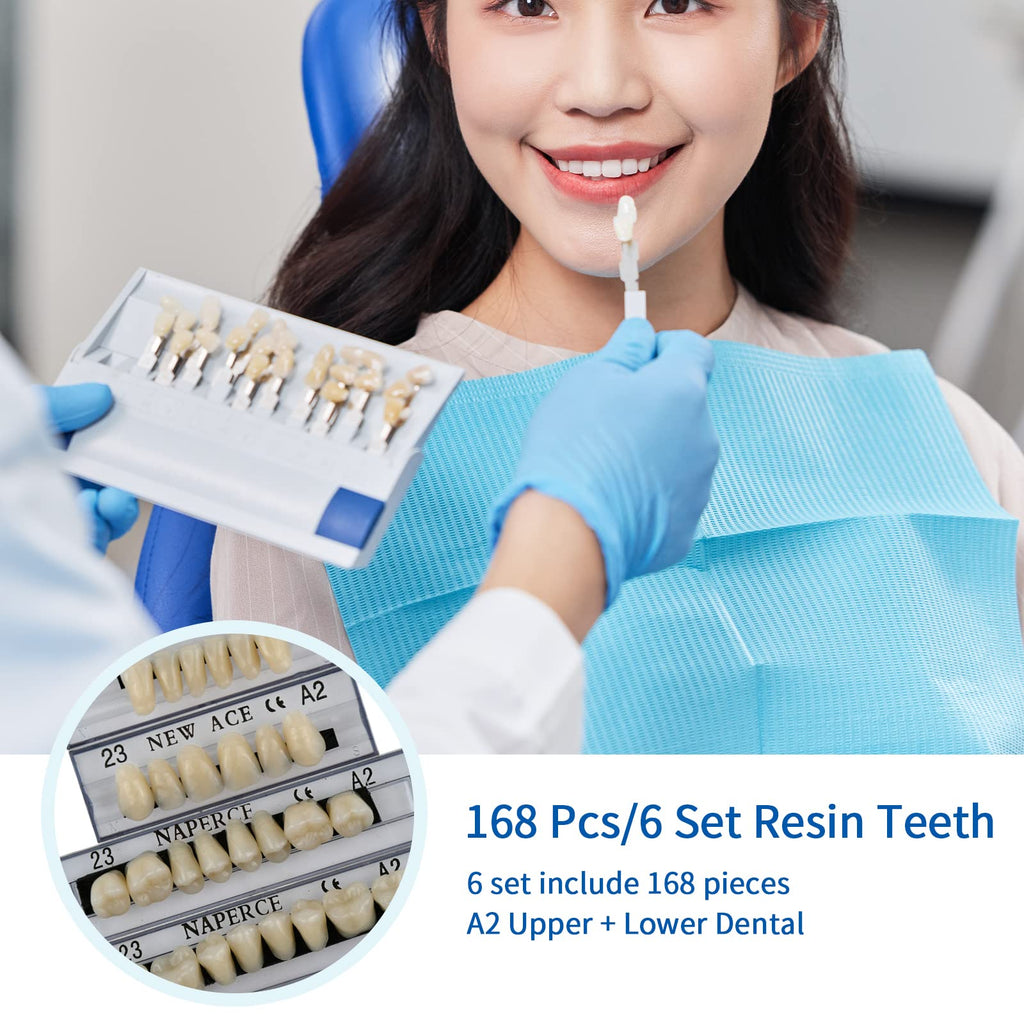 168 Pieces Acrylic Resin Denture Teeth 6 Sets 23 Shade A2 Upper + Lower B768