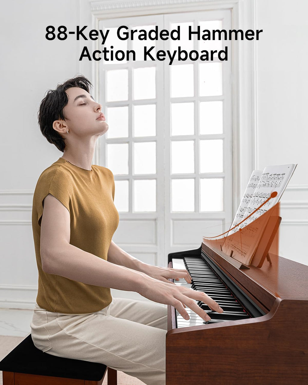 88 Key Graded Weighted Digital Piano with Storage Piano Bench Q321062