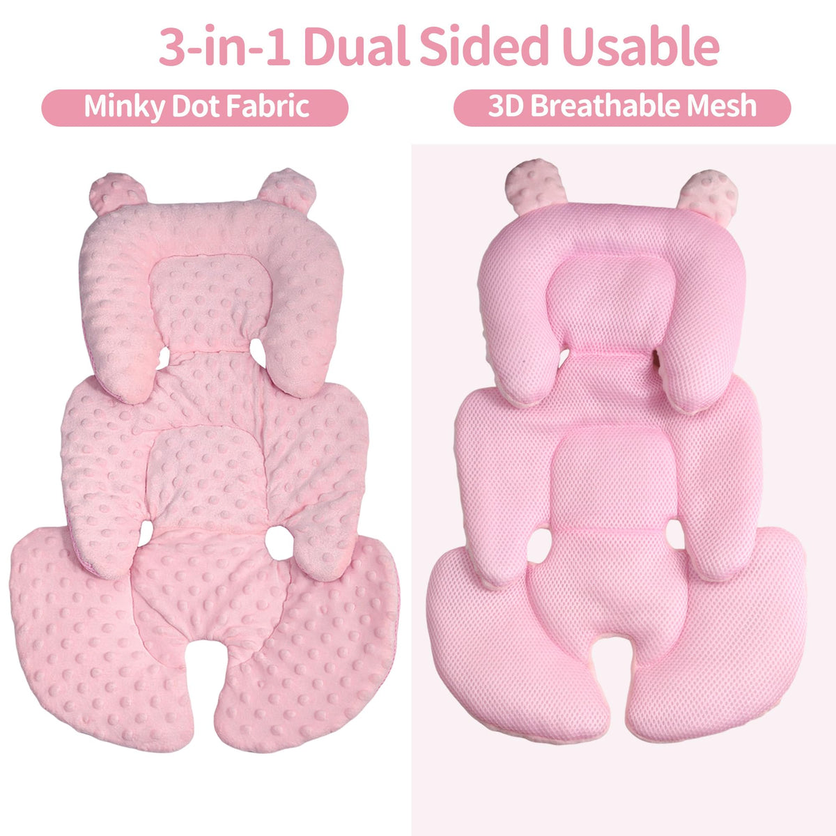 Reversible Carseat Head Body Support Newborn Pink M31775