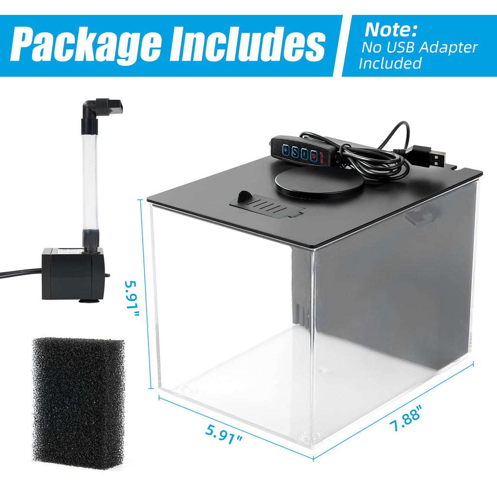 1 Gallon Betta Fish Tank with LED Light and Water Filter Pump Y524