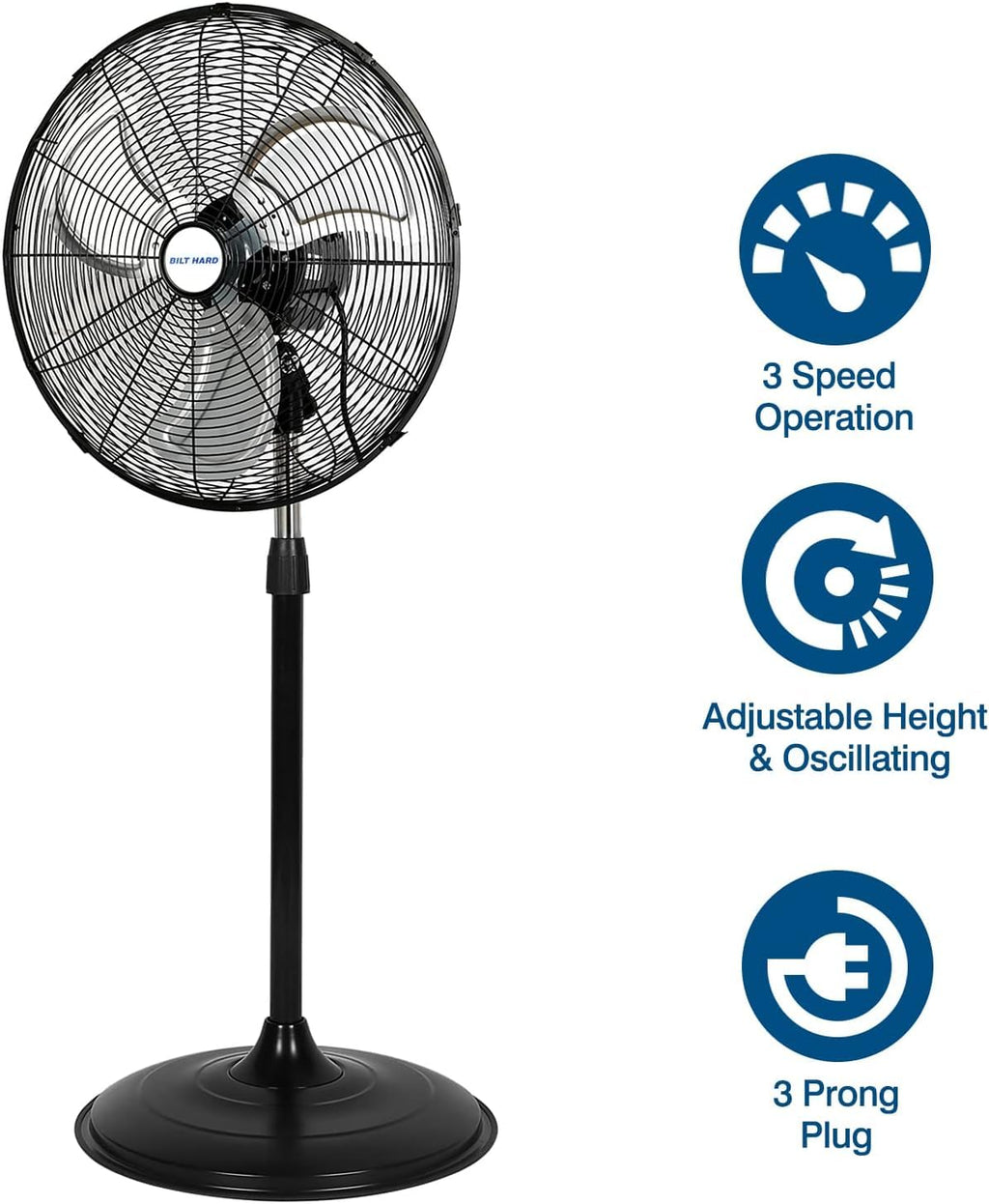 20" High Velocity 3-Speed Oscillating Pedestal Fan, 2 Pack Q724