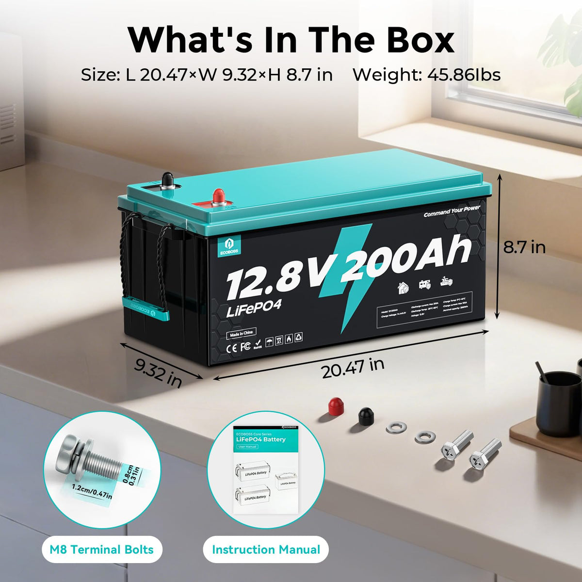12V 200Ah LiFePO4 Deep Cycle Lithium Battery P32150