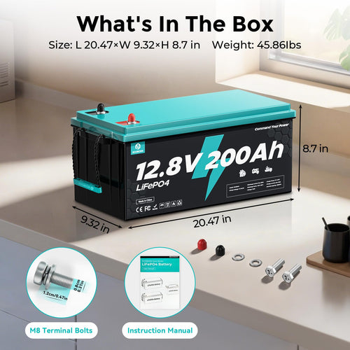12V 200Ah LiFePO4 Deep Cycle Lithium Battery P32150