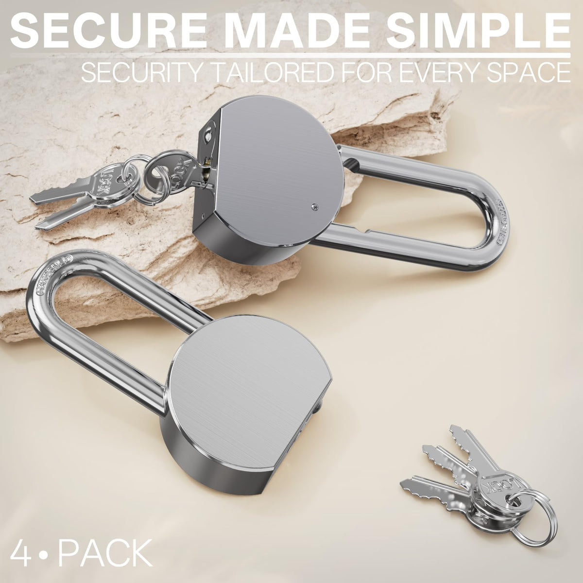 4 Pack 65mm Heavy Duty Keyed Alike Padlocks C749962