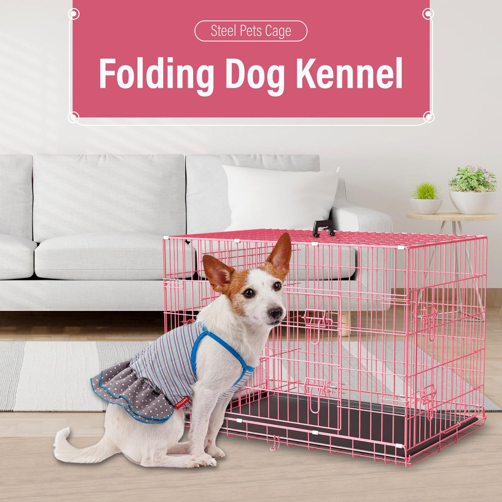 36" Metal Wire Folding Dog Crate with Divider Panel N5476