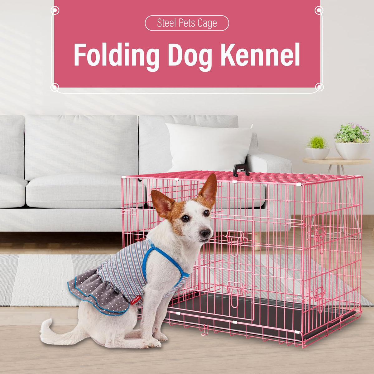 36" Metal Wire Folding Dog Crate with Divider Panel N5476