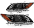 Black Housing Amber Reflector Clear Lens Headlights Assembly Pair Z132543