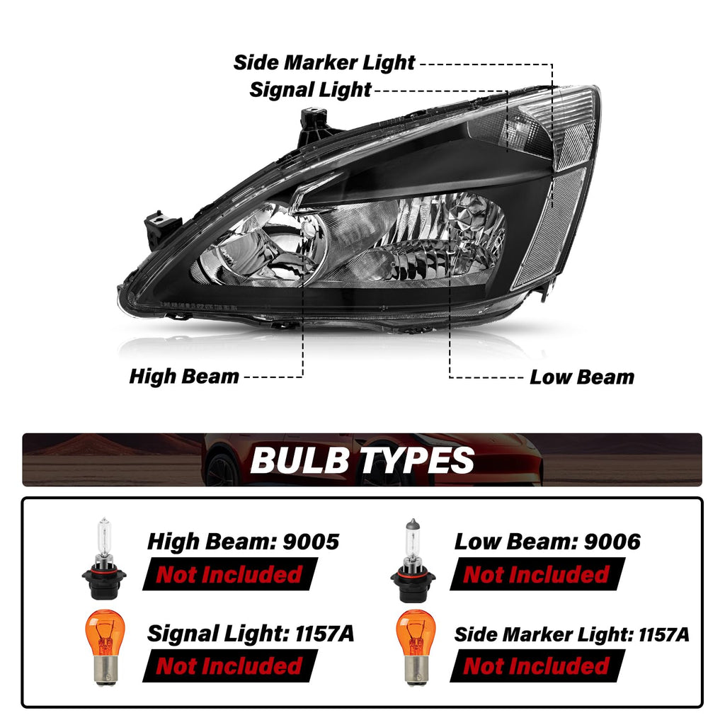 Black Headlight Assembly Set Driver & Passenger Side I275