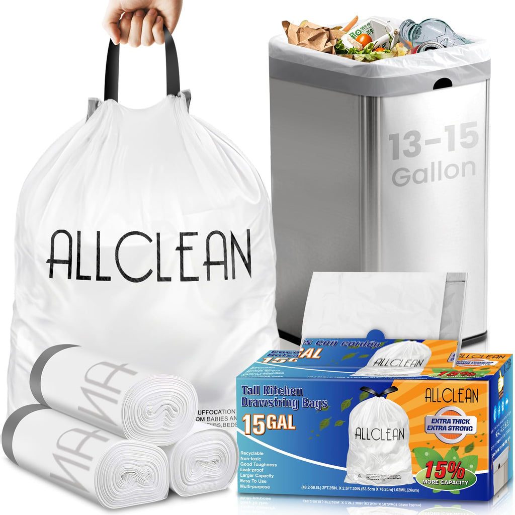 15 Gallon Drawstring Tall Kitchen Trash Bags G876352
