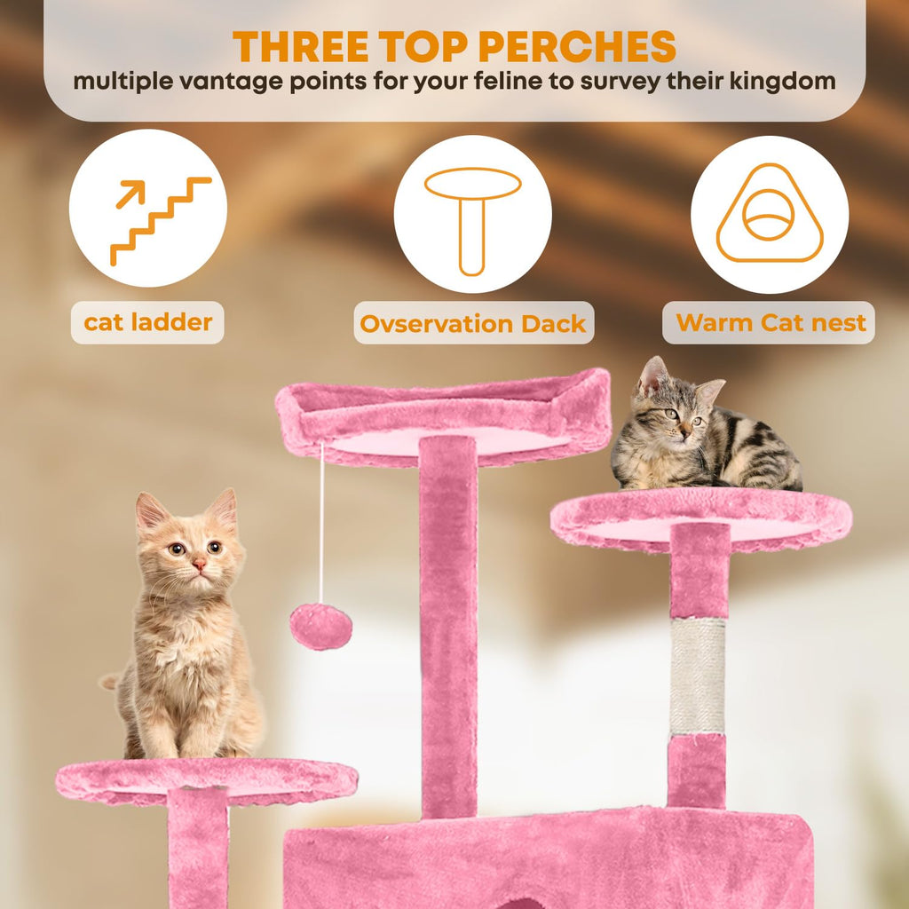 70in Pink Cat Tree with Scratching Post M462