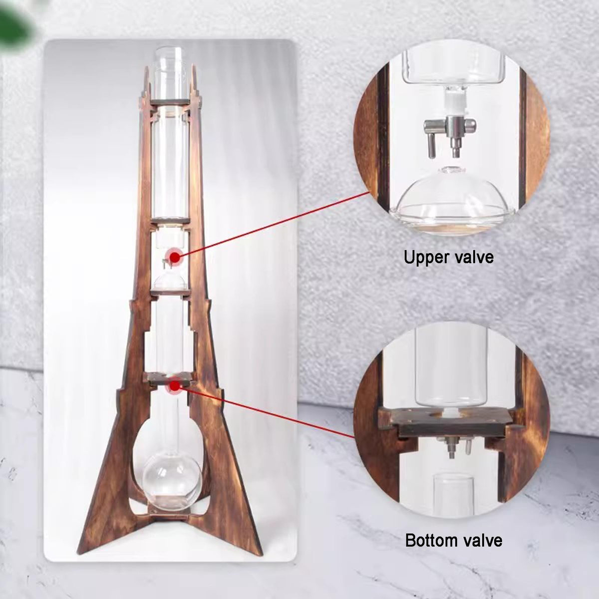 Ice Drip Coffee Maker with Wooden Frame and Glassware S90819