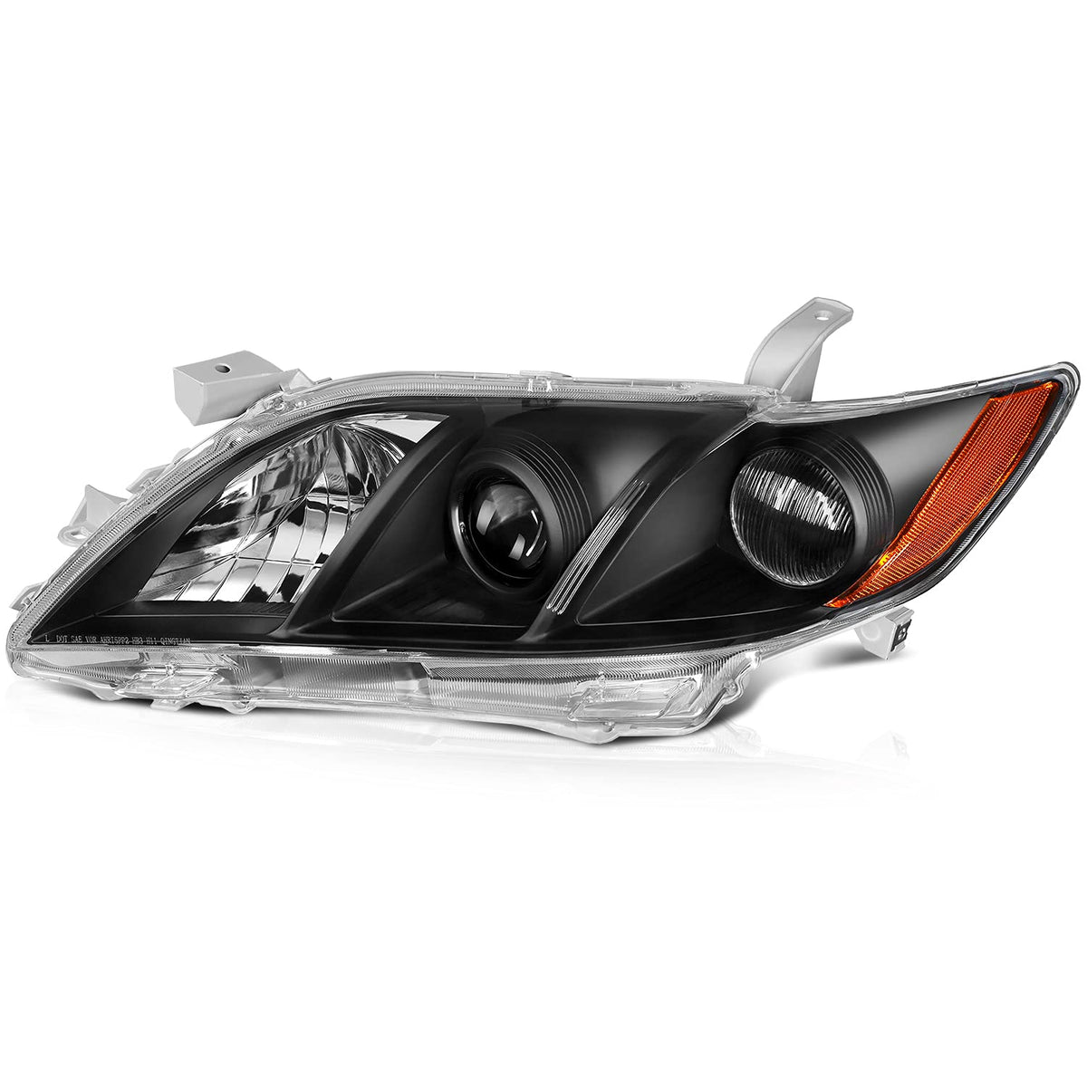 Black Housing Amber Reflector Clear Lens Headlights Assembly Pair Z132543