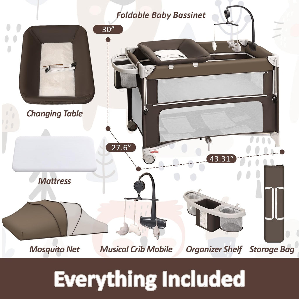 5-in-1 Baby Bassinet Bedside Sleeper P25693