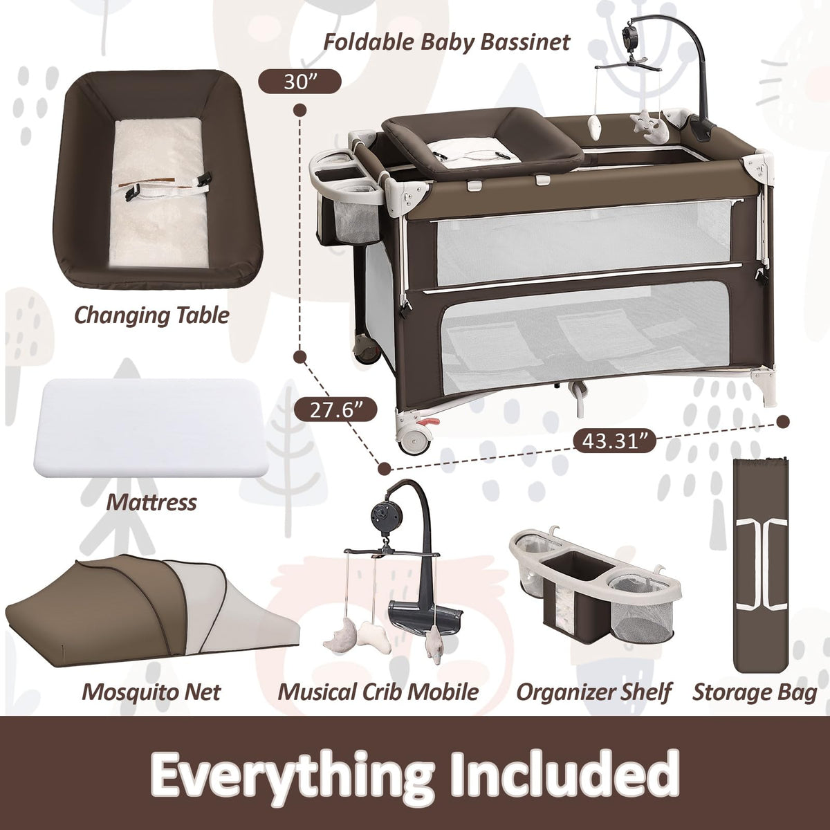5-in-1 Baby Bassinet Bedside Sleeper P25693