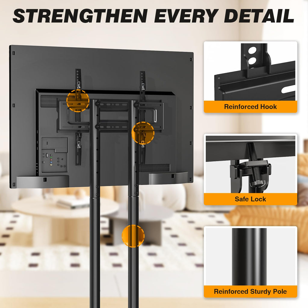 Dual-Pole Rolling TV Stand for 32-75 inch TVs J5522