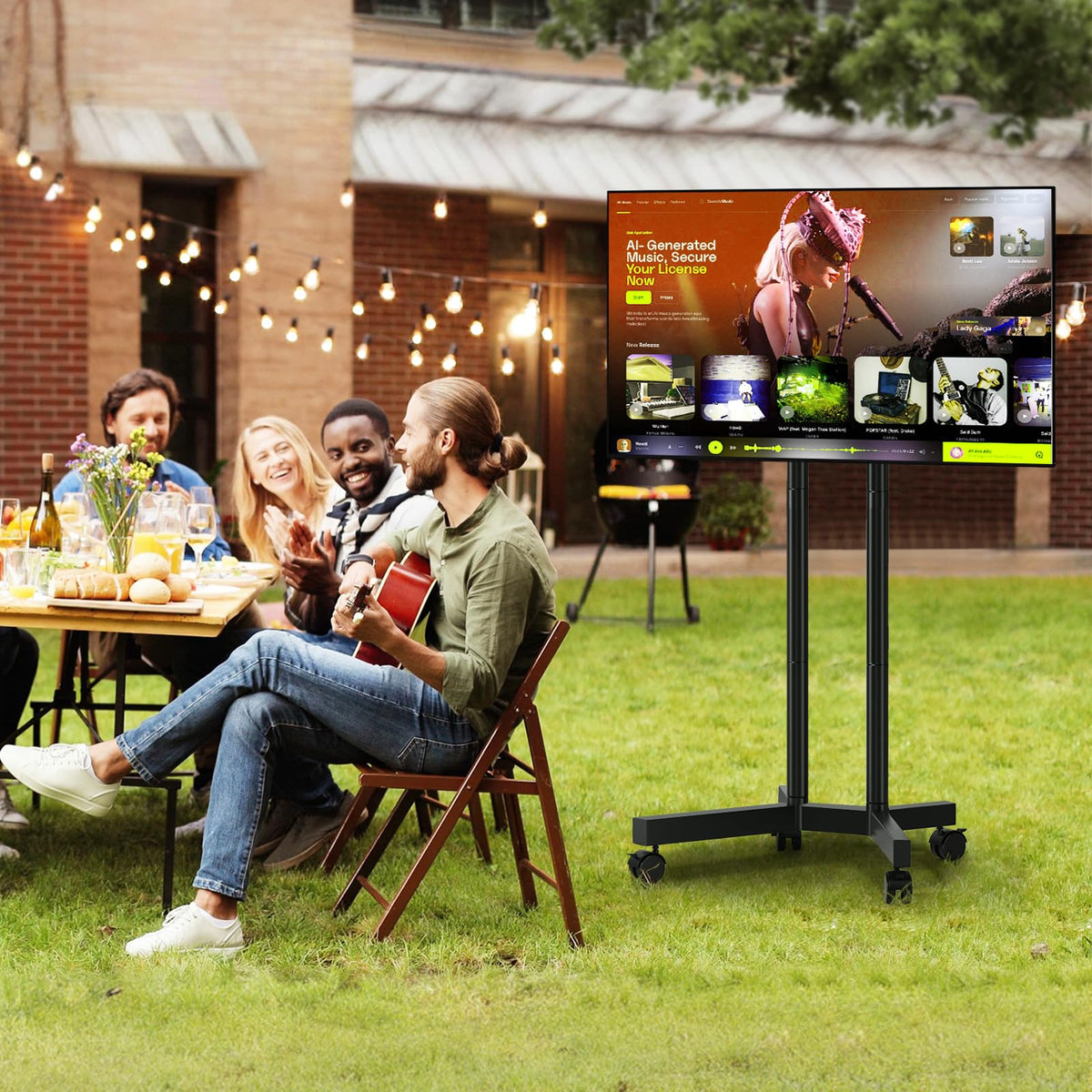 Dual-Pole Rolling TV Stand for 32-75 inch TVs J5522