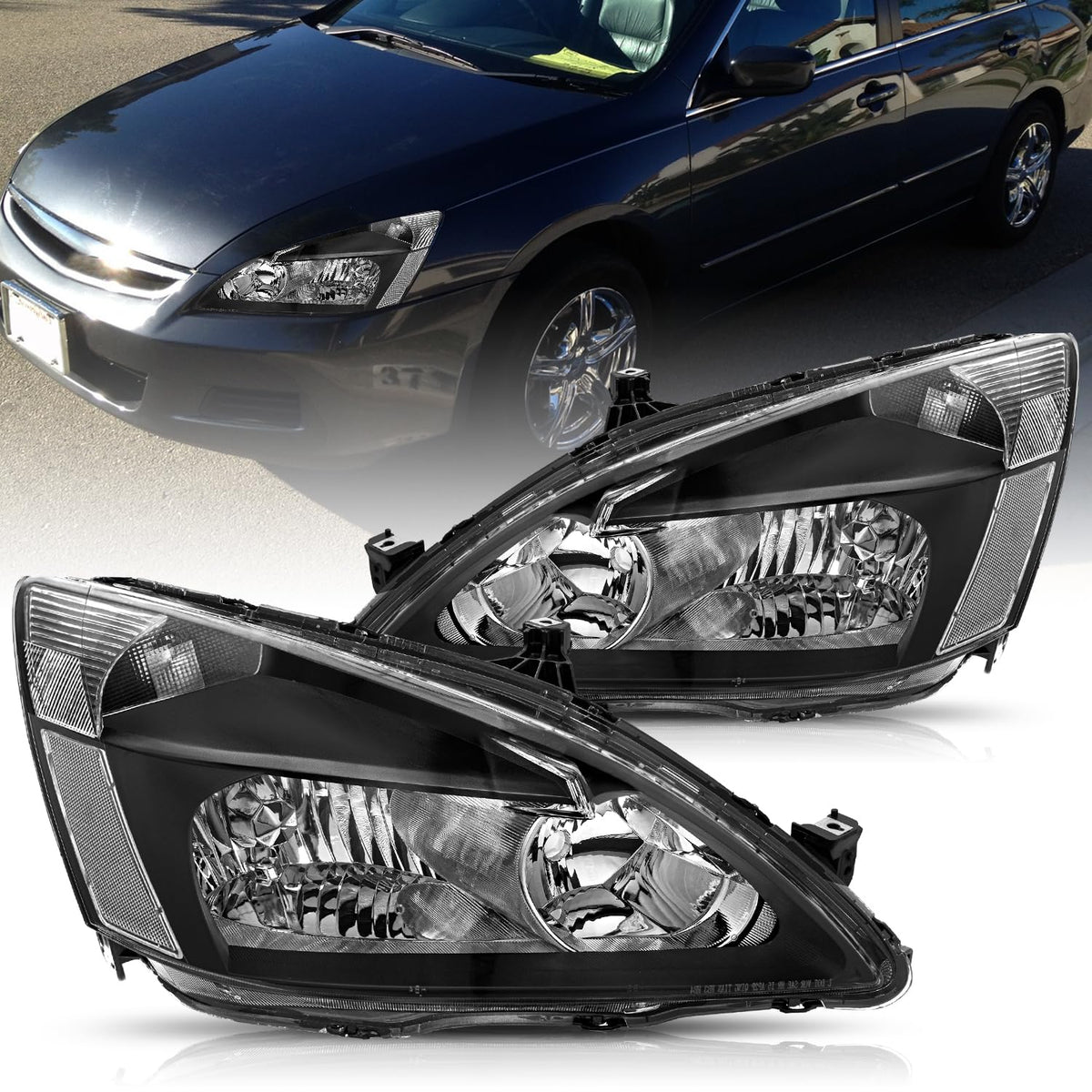 Black Headlight Assembly Set Driver & Passenger Side I275