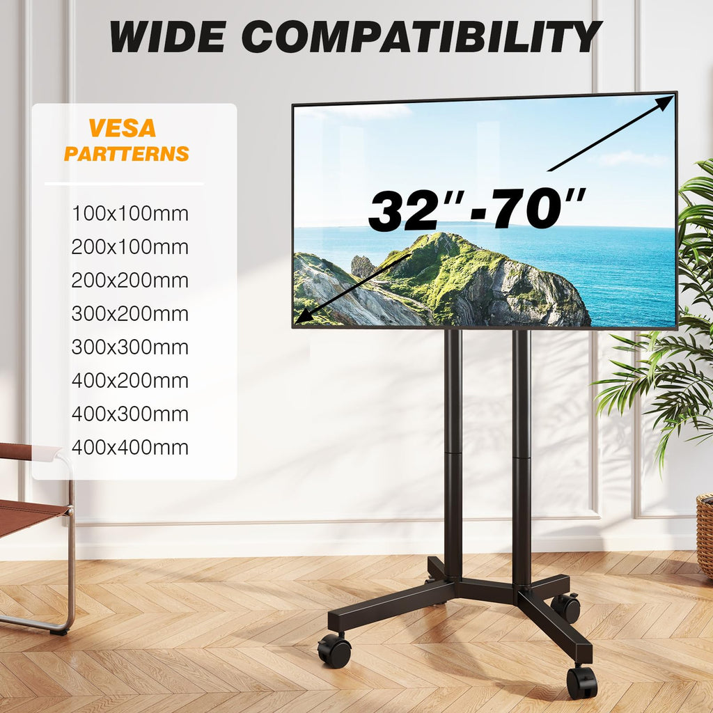 Dual-Pole Rolling TV Stand for 32-75 inch TVs J5522