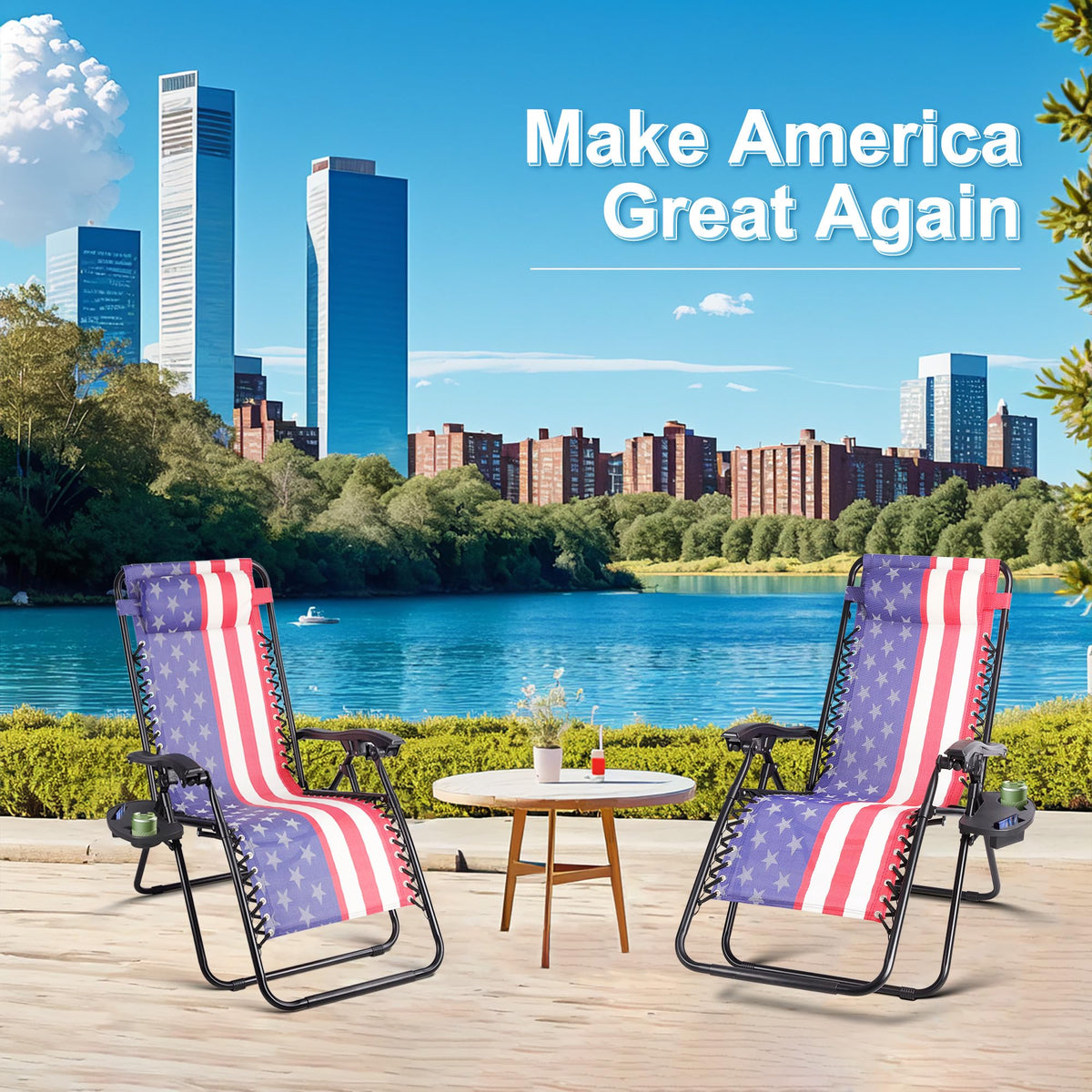 Set of 2 Adjustable Steel Mesh Zero Gravity Lounge Chairs with Pillows & Cup Holder Trays K152