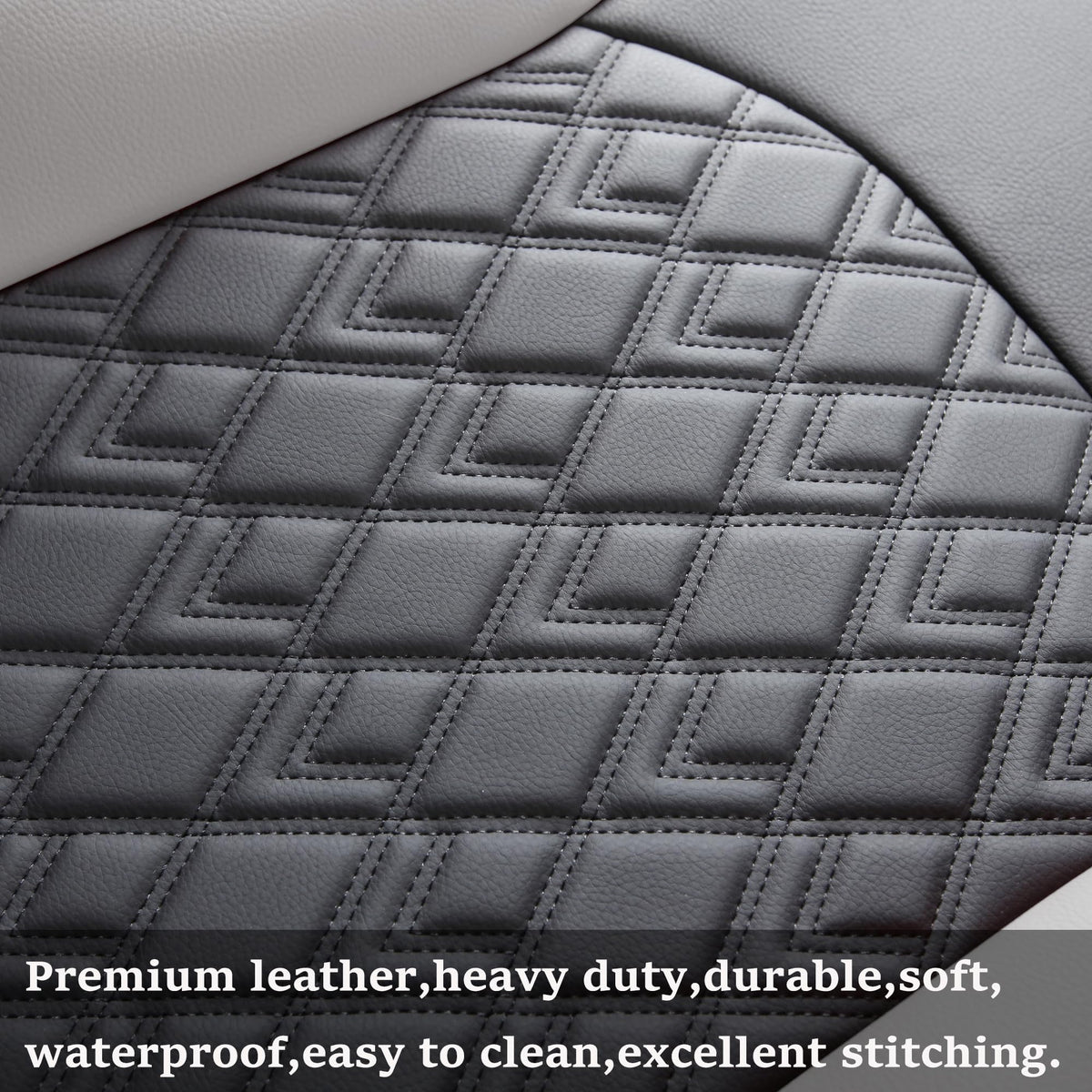 Leather Seat Covers for Chevy Silverado GMC Sierra, Custom Fit, Front Pair, Black Grey H353