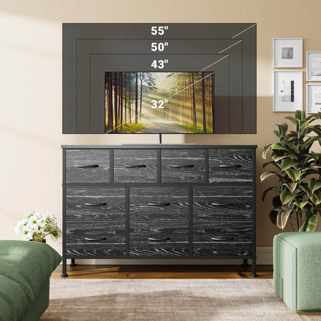 Black 10 Drawer Fabric Dresser C345
