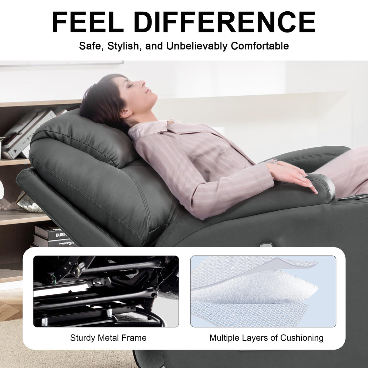 Massage Heat 360° Swivel Rocking Recliner Chair with Remote and Cup Holder U58376