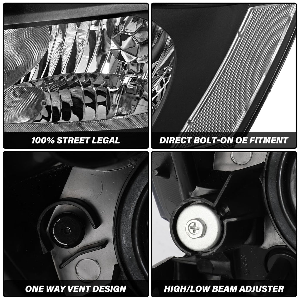 Black Headlight Assembly Set Driver & Passenger Side I275