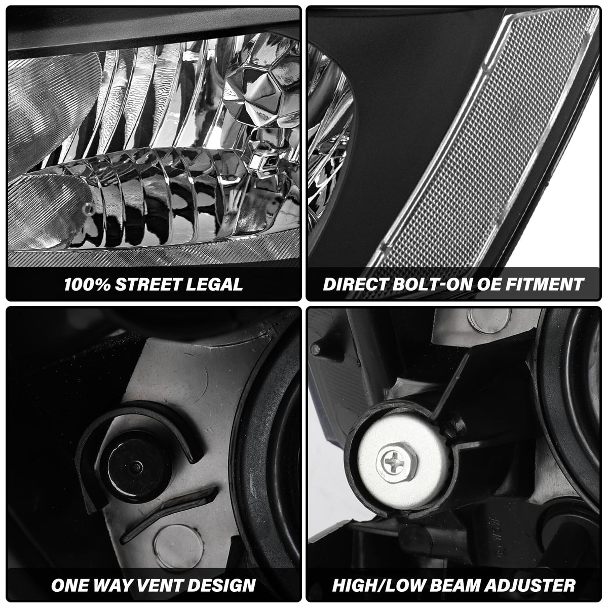 Black Headlight Assembly Set Driver & Passenger Side I275