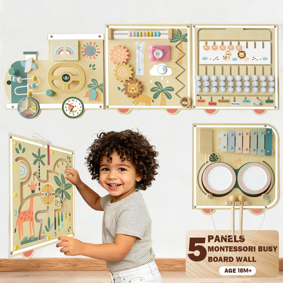 Montessori Wooden Activity Wall Board for Toddlers 18M+ D27350