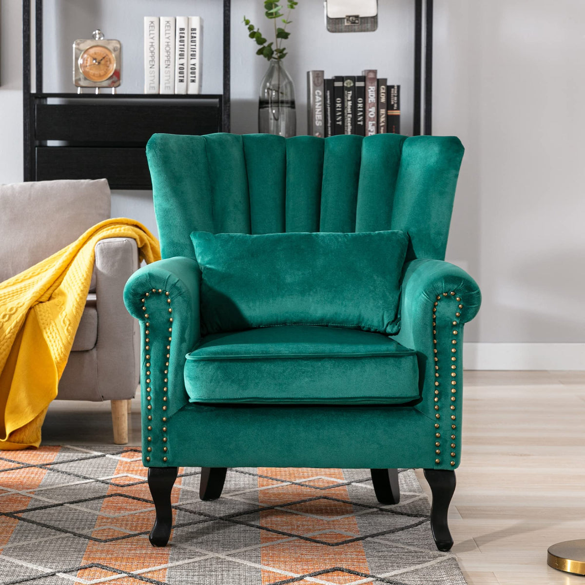 Velvet Accent Chairs Set of 2 Green J21008