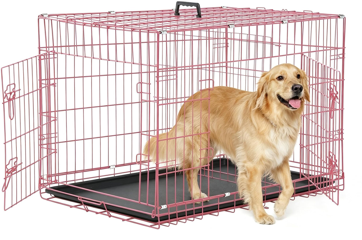 36 Inch Foldable Metal Dog Crate with Double Doors P490
