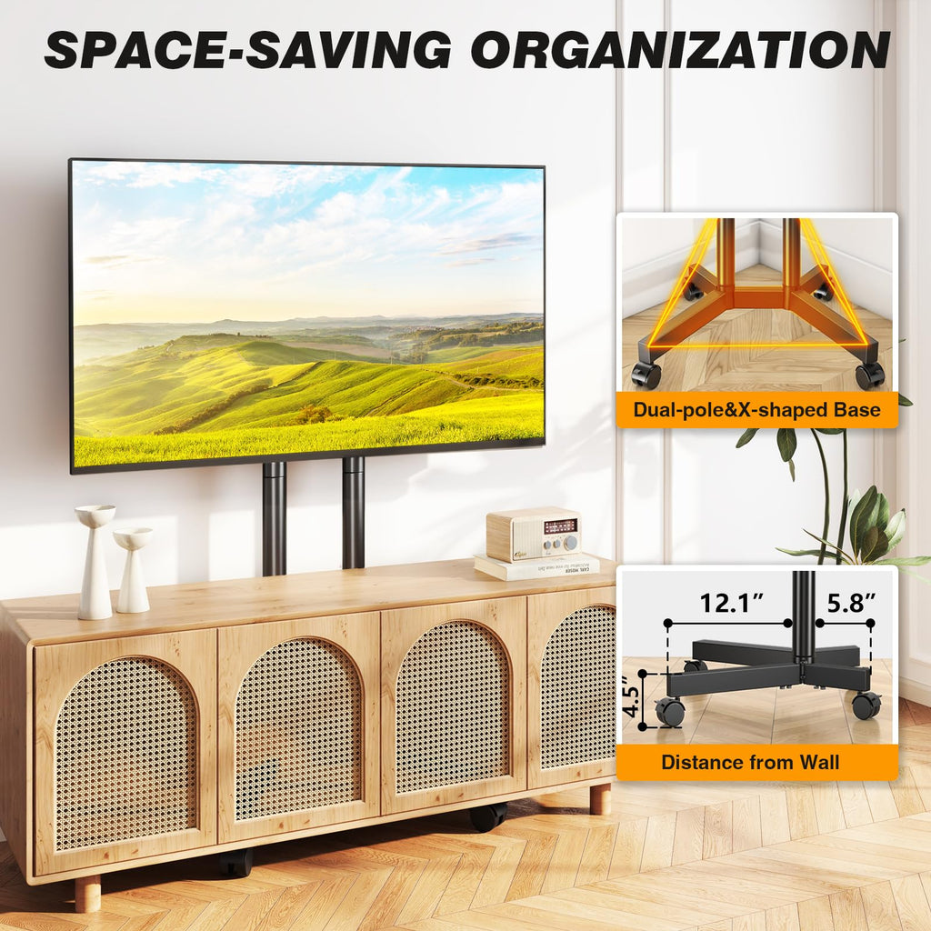 Dual-Pole Rolling TV Stand for 32-75 inch TVs J5522
