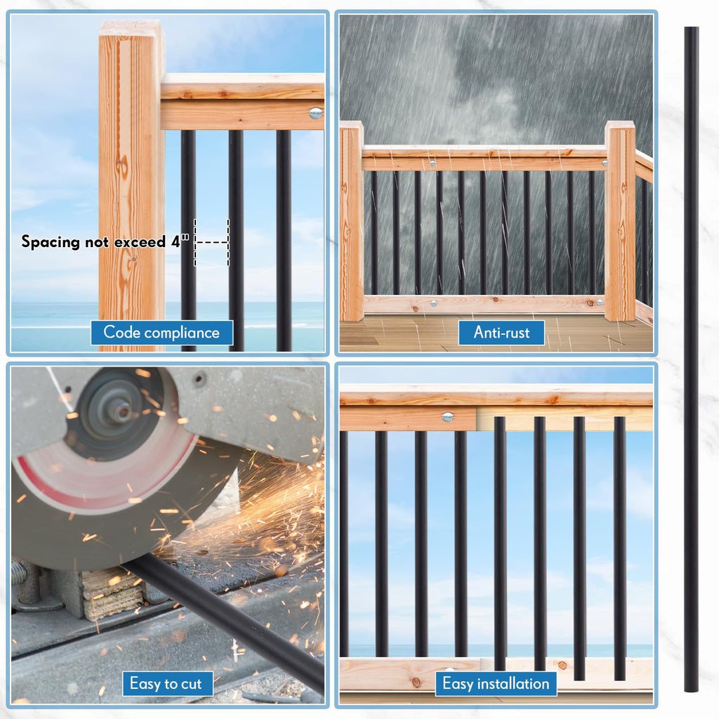 Aluminum Black Metal Deck Balusters 36"x 3/4" 120 Pcs B751