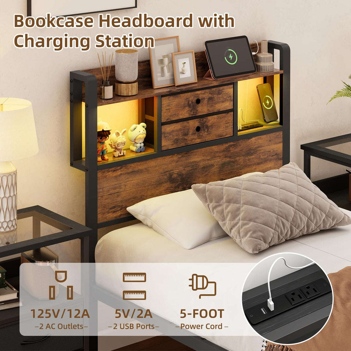 Twin Size Bed Frame with Storage K8905