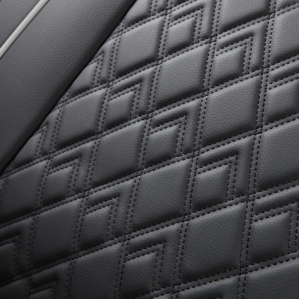 Leather Seat Covers for Chevy Silverado GMC Sierra, Custom Fit, Front Pair, Black Grey H353