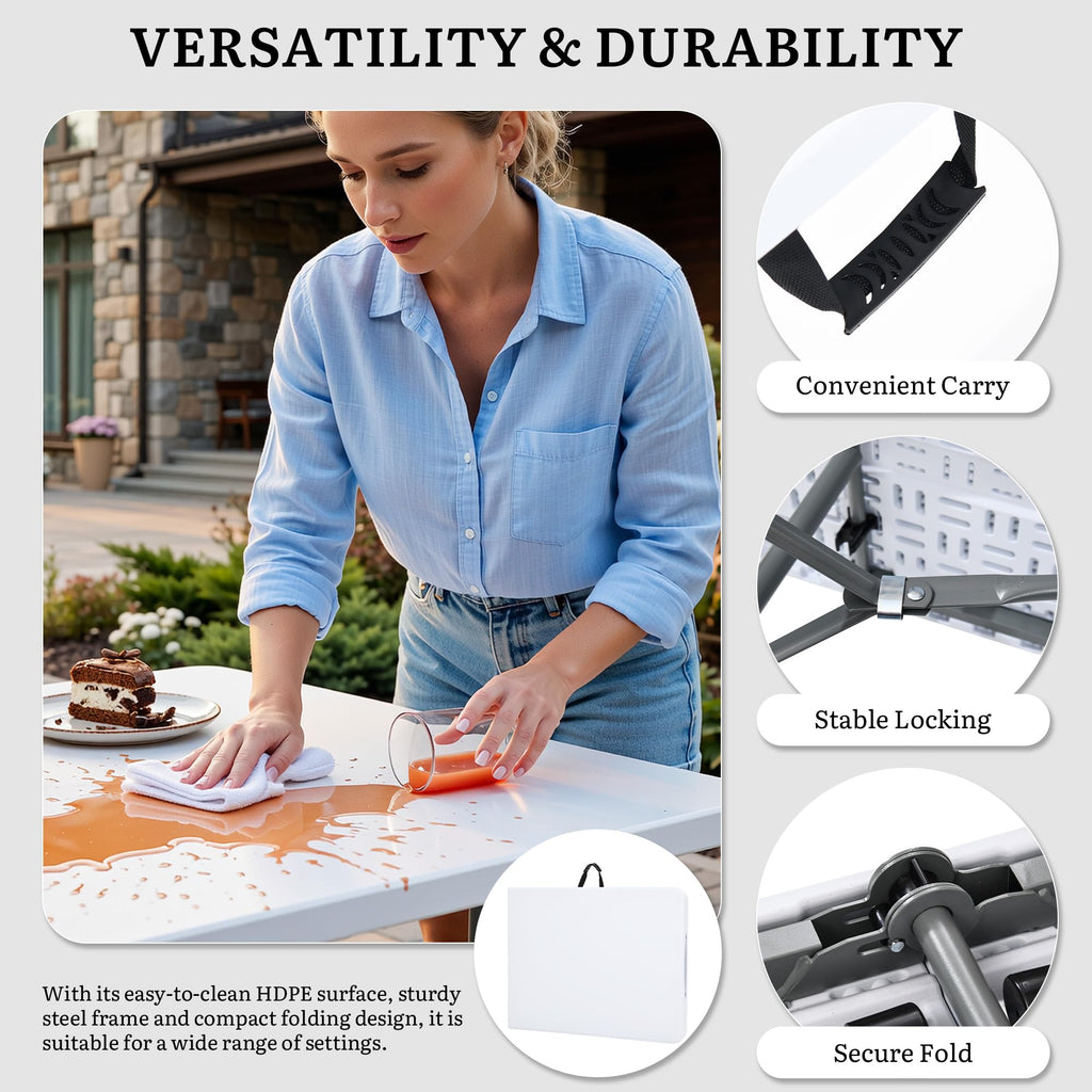 Heavy-Duty 6ft Folding Table with Handle B6063