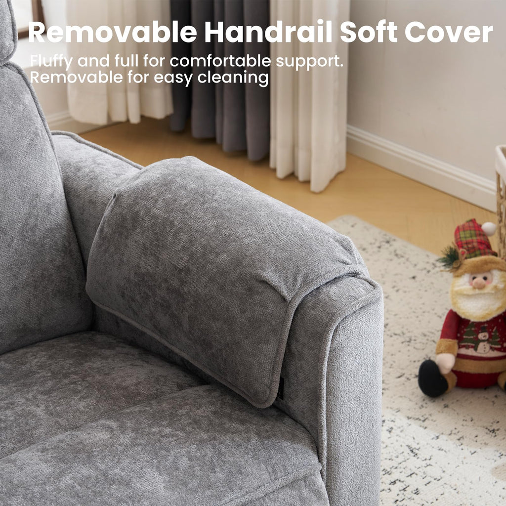 Oversized Swivel Rocking Recliner Chair with USB Ports, Grey R450