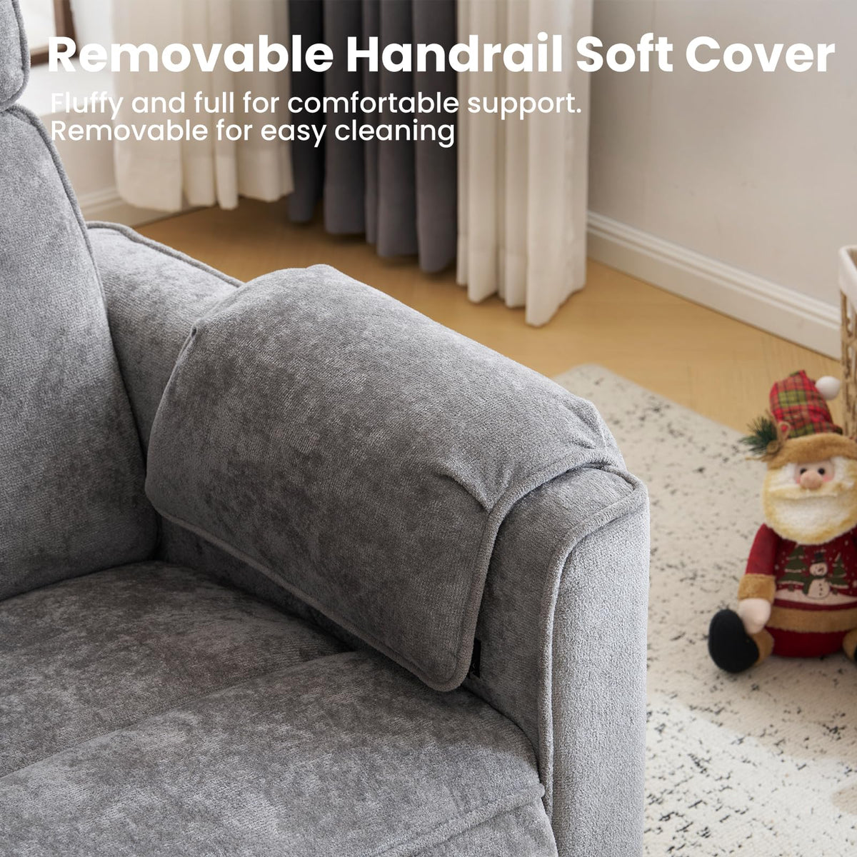 Oversized Swivel Rocking Recliner Chair with USB Ports, Grey R450