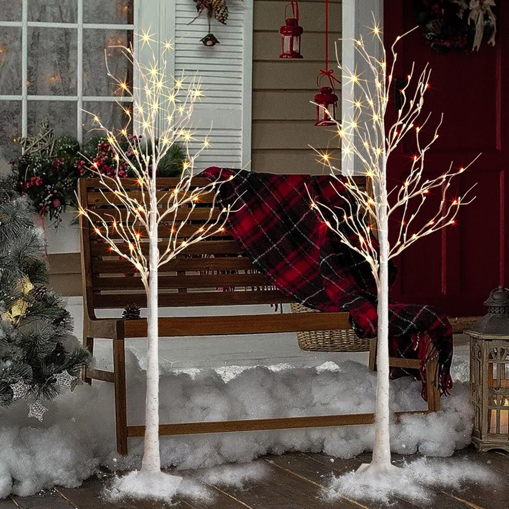 2 Pack 6 Feet Prelit White Artificial Christmas Trees W745
